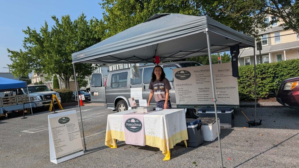 Pierogi and Dough booth at the Catonsville Sunday Farmers Market.