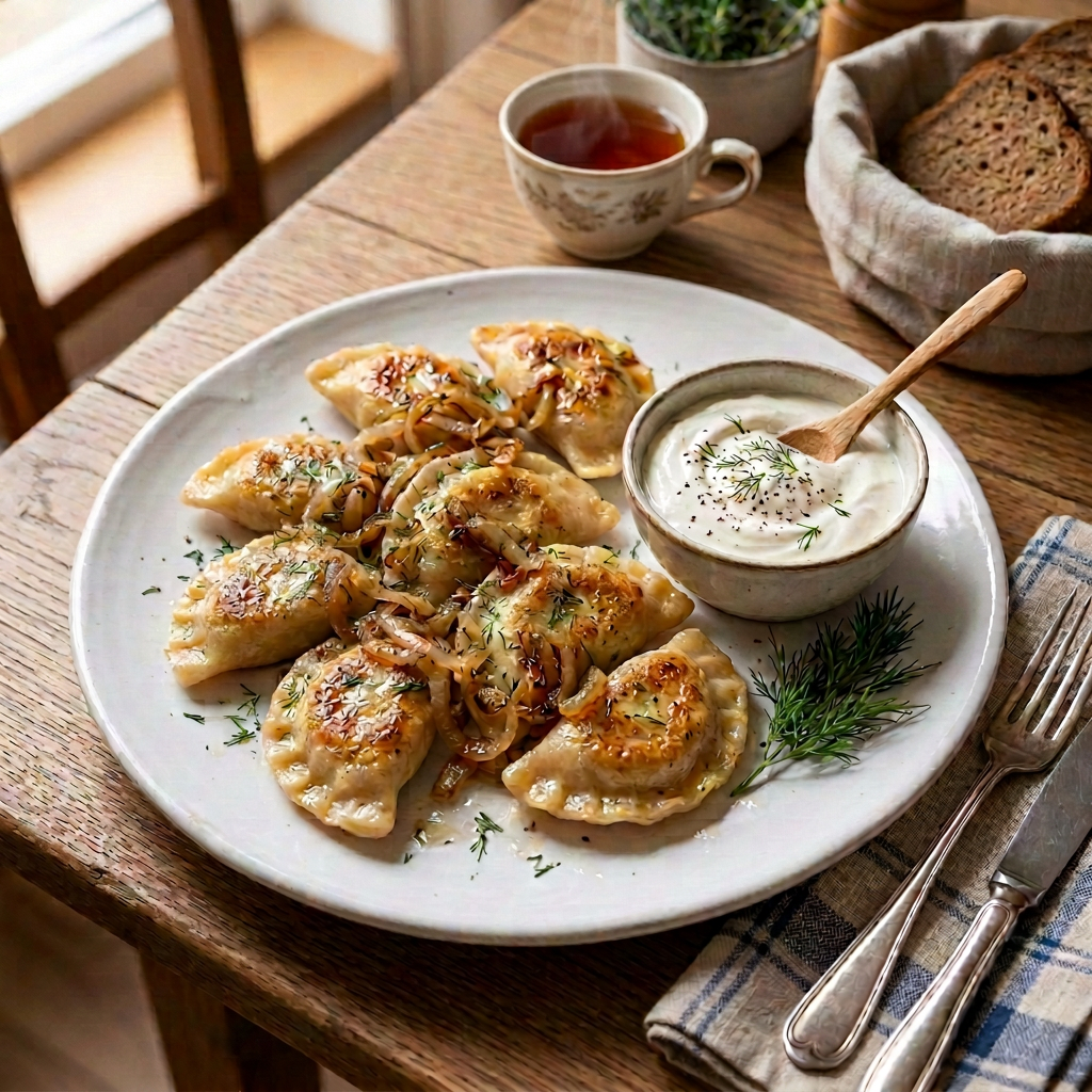 Plate of handmade pierogi